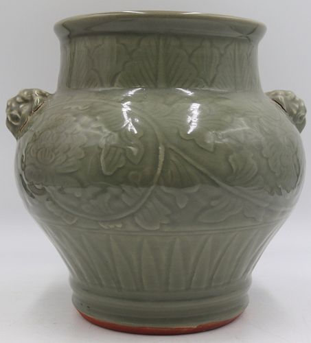 Chinese Ming Style Celadon Glaze Jar.