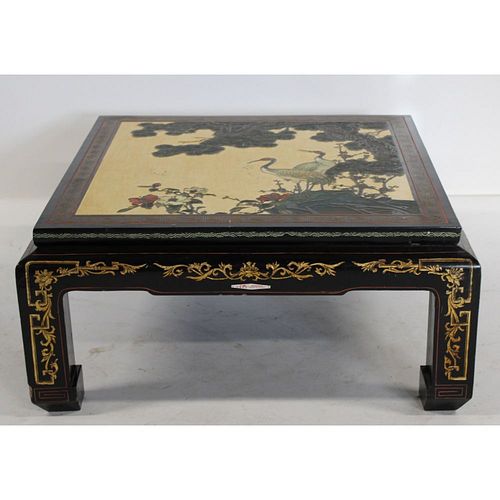Asian Lacquered, Carved and Paint Decorated Low