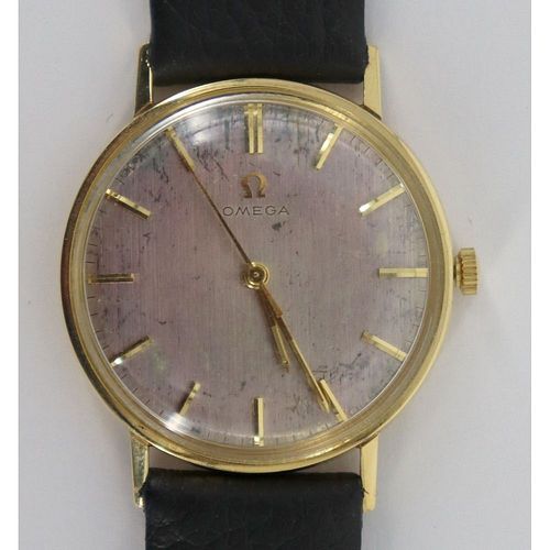 JEWELRY. Men's Vintage 18kt Gold Omega Watch.