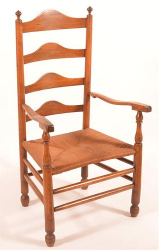American Early 19th C. Ladder Back Armchair