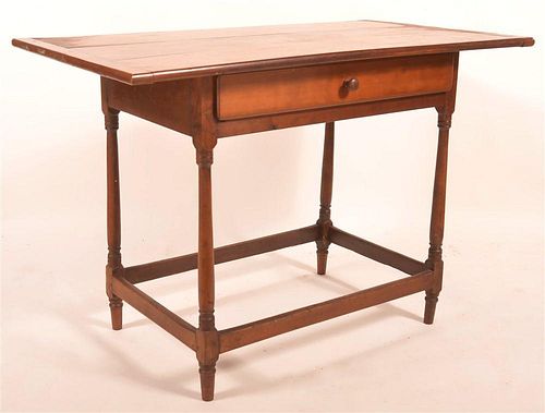 Eary 19th C. PA Stretcher Base One Drawer Table