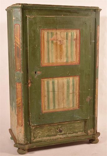 Paint Decorated 19th C. Wardrobe with Drawer