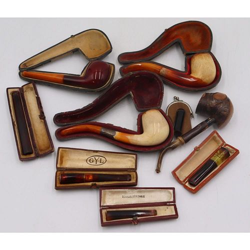 TOBACCIANA. Assorted Grouping of Pipes & Cigarette