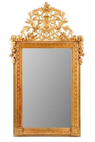 French Louis XVI Style Gilt Wood Wall Mirror