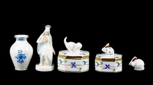 Group of 5 Herend Hand Painted Porcelain Pieces