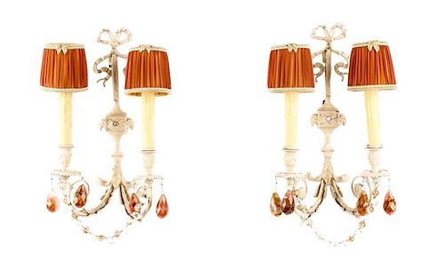 Pair of French Cold Painted Bronze Wall Sconces