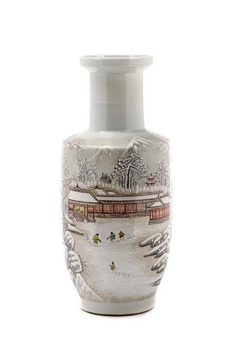 Chinese Porcelain Banghuiping Vase, Winter Scene