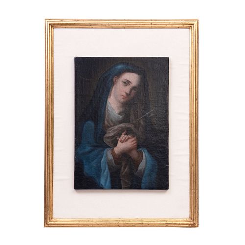 ANÓNIMO. México, SXIX. Virgen Dolorosa. Óleo sobre tela. 40 x 28 cm.