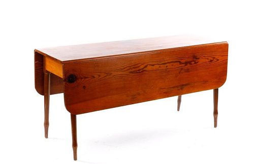 Southern Pine Drop Leaf Harvest Table, 19th C.