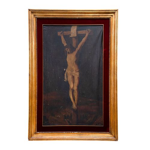 A LA MANERA DE PETER PAUL RUBENS. Cristo en la cruz. Óleo sobre tela. 100 x 60 cm.