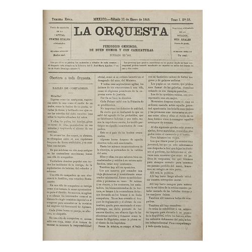 Villegas, Manuel C. - Iriarte, H. - Escalante, Constantino. - Frías y Soto, Hilarión.  La Orquesta. Periódico Omniscio...1868. Con lito