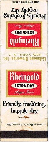 1961 Rheingold Extra Dry Lager Beer NY-LIEB-8, New York (Brooklyn), New York