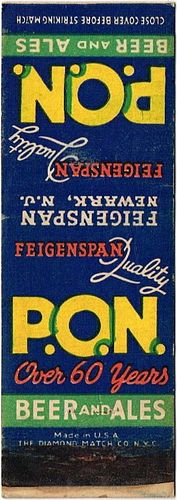 1940 P.O.N. Beer and Ales NJ-FEI-1, Newark, New Jersey