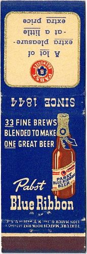 1940 Pabst Blue Ribbon Beer WI-PAB-14a, Milwaukee, Wisconsin