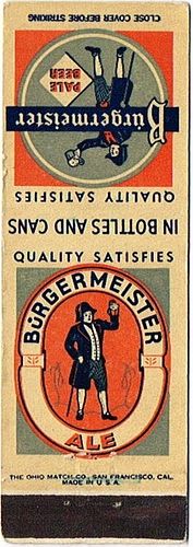 1936 Burgermeister Pale Beer/Ale CA-SF-3, San Francisco, California