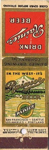 1934 Rainier Beer 118mm long CA-RAIN-3, San Francisco, California