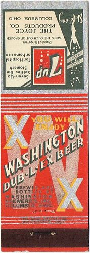 1936 Washington Dub-L-Ex-Beer OH-WASH-3, Joyce Products Co Distributors Columbus, Columbus, Ohio