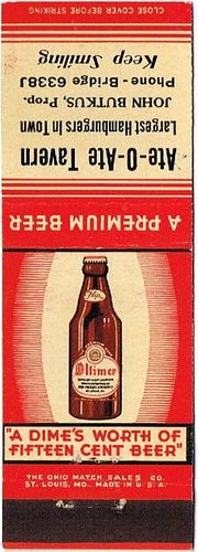 1944 Oltimer Beer IL-SP-7, Ate-O-Ate Tavern - John Butkus, Belleville, Illinois