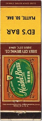 1948 Heidel Brau Beer IA-SC-8, Ed's bar Platte, South Dakota