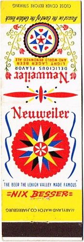 1957 Neuweiler Beer PA-NEUWEIL-5, Brewed In The Land Of The Golden Tough, Allentown, Pennsylvania