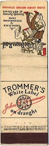 1937 Trommer's White Label Beer NY-TROMM-4, Brass Rail Beer Garden 7th Avenue at 49th St. New York
