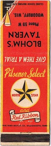 1954 Pilsener Select/Red Ribbon Beers WI-MR-11, Blohm's Tavern Woodruff Wisconsin