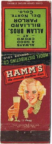 1934 Hamm's Beer MN-HAMM-MOD-4, Allam Bros. Billiard parlor Del Norte, Colorado