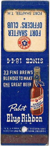 1940 Pabst Blue Ribbon Beer WI-PAB-14, Fort Shafter Officer's Club Territory of Hawaii
