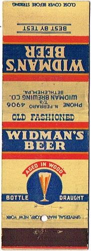 1934 Widman's Beer PA-WID-1, Aged In Wood, Bethlehem, Pennsylvania