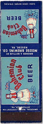 1938 Bohemian Club Beer PA-MOOSE-3, Roscoe, Pennsylvania