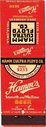 1938 Hamm's Beer MN-HAMM-9, Hamm Cultra Floyd Co. at 209 East Archer St. Tulsa Oklahoma