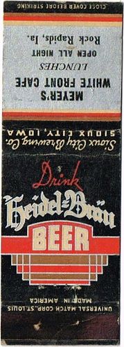 1939 Heidel Brau Beer IA-SC-4, Meyer's White Front CafÃ© Rock Rapids Iowa