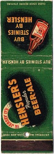1937 Hensler's Popular Beer/Ale NJ-HEN-1, Newark, New Jersey