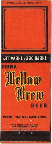 1937 Mellow Brew Beer WI-EC-3, Kaukauna, Wisconsin