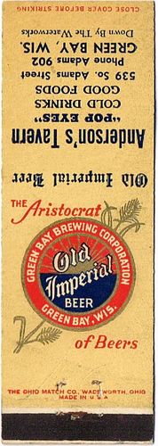 1943 Old Imperial Beer WI-RGB-4, Anderson's Tavern 539 S Adams St., Green Bay, Wisconsin