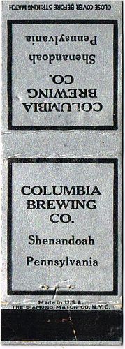 1942 Columbia Brewing Co. PA-COLU-3, Shenandoah, Pennsylvania