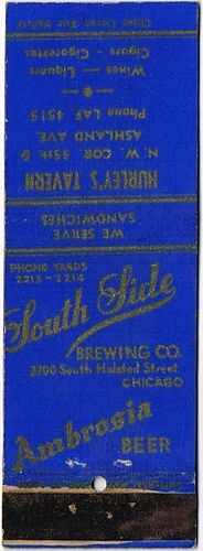 1934 Ambrosia Beer IL-SS-1, Hurley's Tavern 35th & Ashland Avenue, Chicago, Illinois