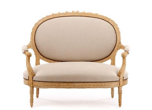 French Louis XV Style Carved Settee, 20th C.