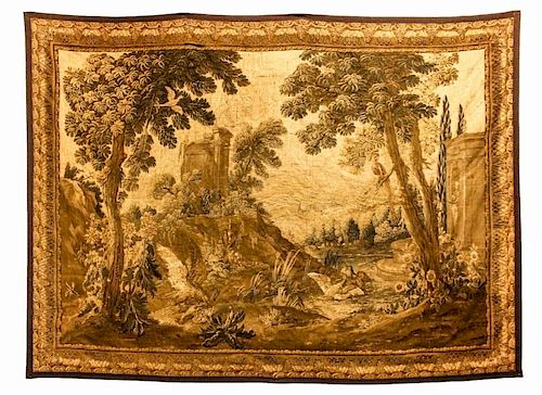 Large Scale 17th C. Flemish Verdure Tapestry