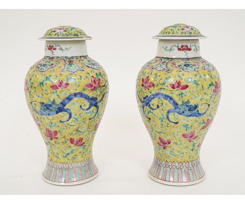 PAIR CHINESE PORCELAIN URNS