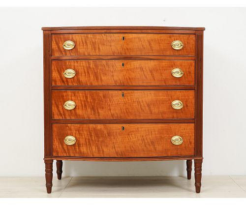 SHERATON CHERRY BOW-FRONT CHEST