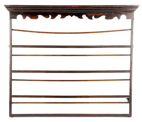 19th C. Welsh Stained Oak Hanging Plate Rack