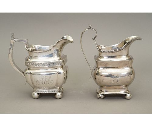 TWO COIN SILVER PITCHERS