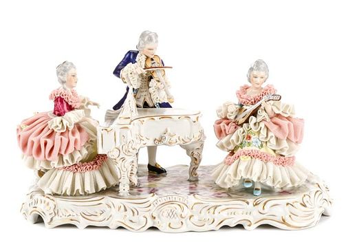 Volkstedt Porcelain Dresden Lace Figural Group