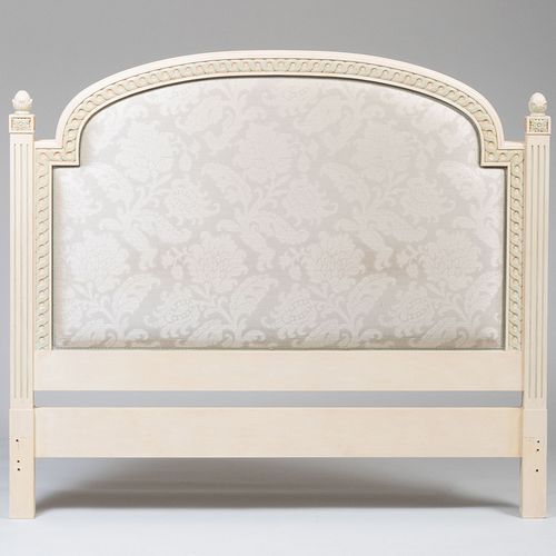 Louis XVI Style Painted and Upholstered Headboard, of Recent Manufacture