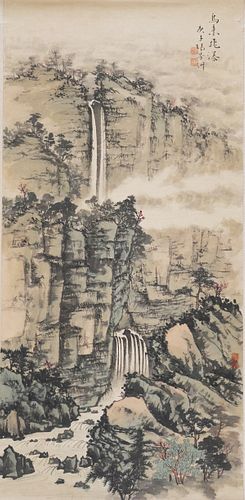 Chinese Scroll Painting, Signed, Wulai Falls