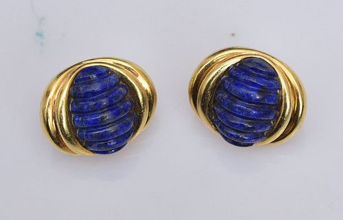 18k Gold Lapis Earrings