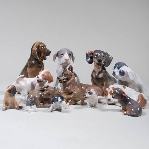 Group Twelve of Royal Copenhagen Porcelain Figure Groups of Dogs