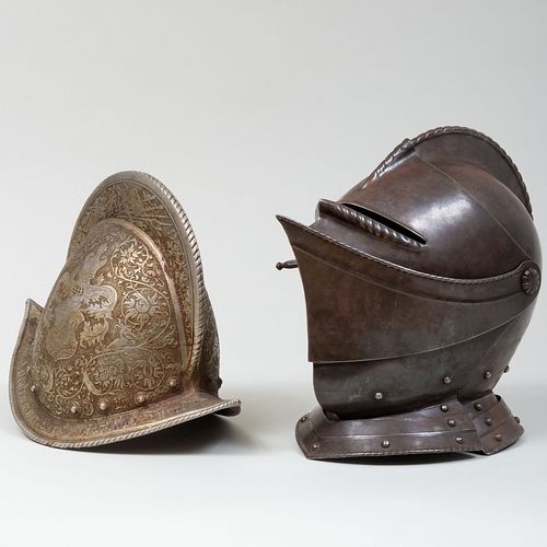 German Engraved Plated Steel Morian Helmet 