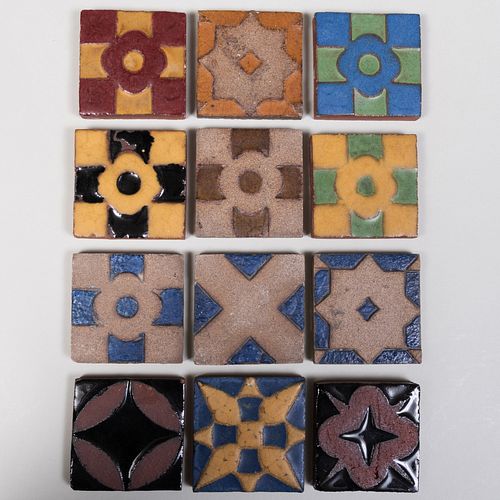 Group of Twelve Grueby Pottery Tiles